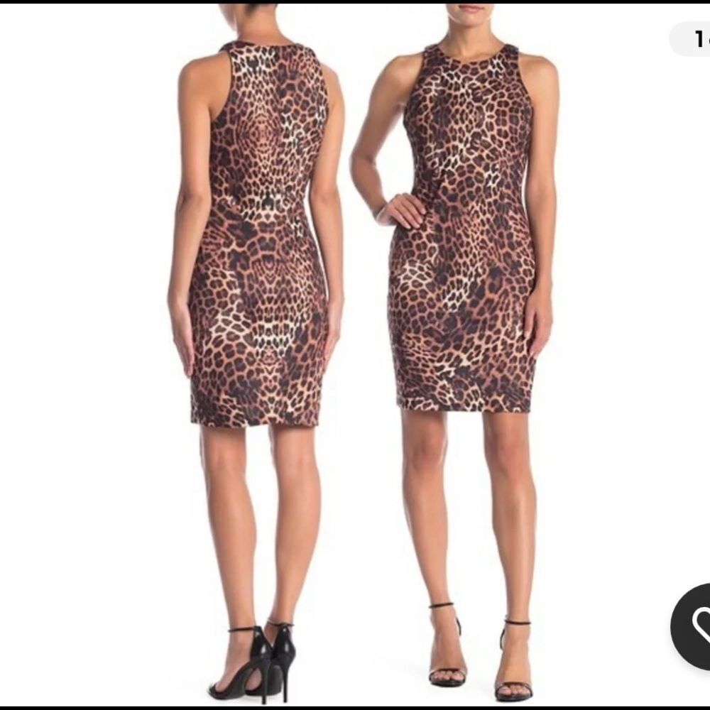 Alexia Admor LEOPARD Daphne Jewel Neck Dress‎ Size xl cheetah print sleeveless